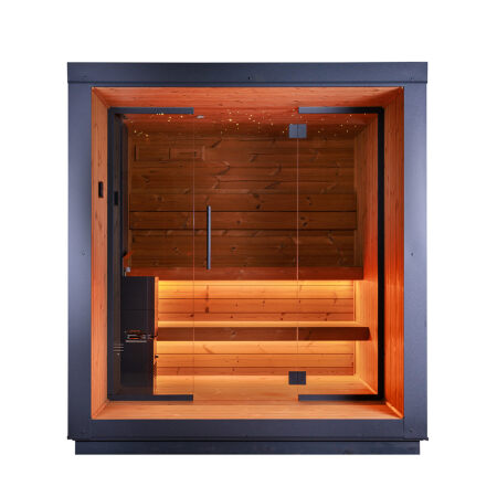 Saunari PRO Außensauna | Messe Sauna | Glasfront | Terrasse